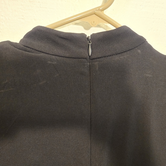 Calvin Klein Long Black Sleeved Turtle Neck Dress with Vegan Leather skirt Sz 2 - Picture 4 of 11